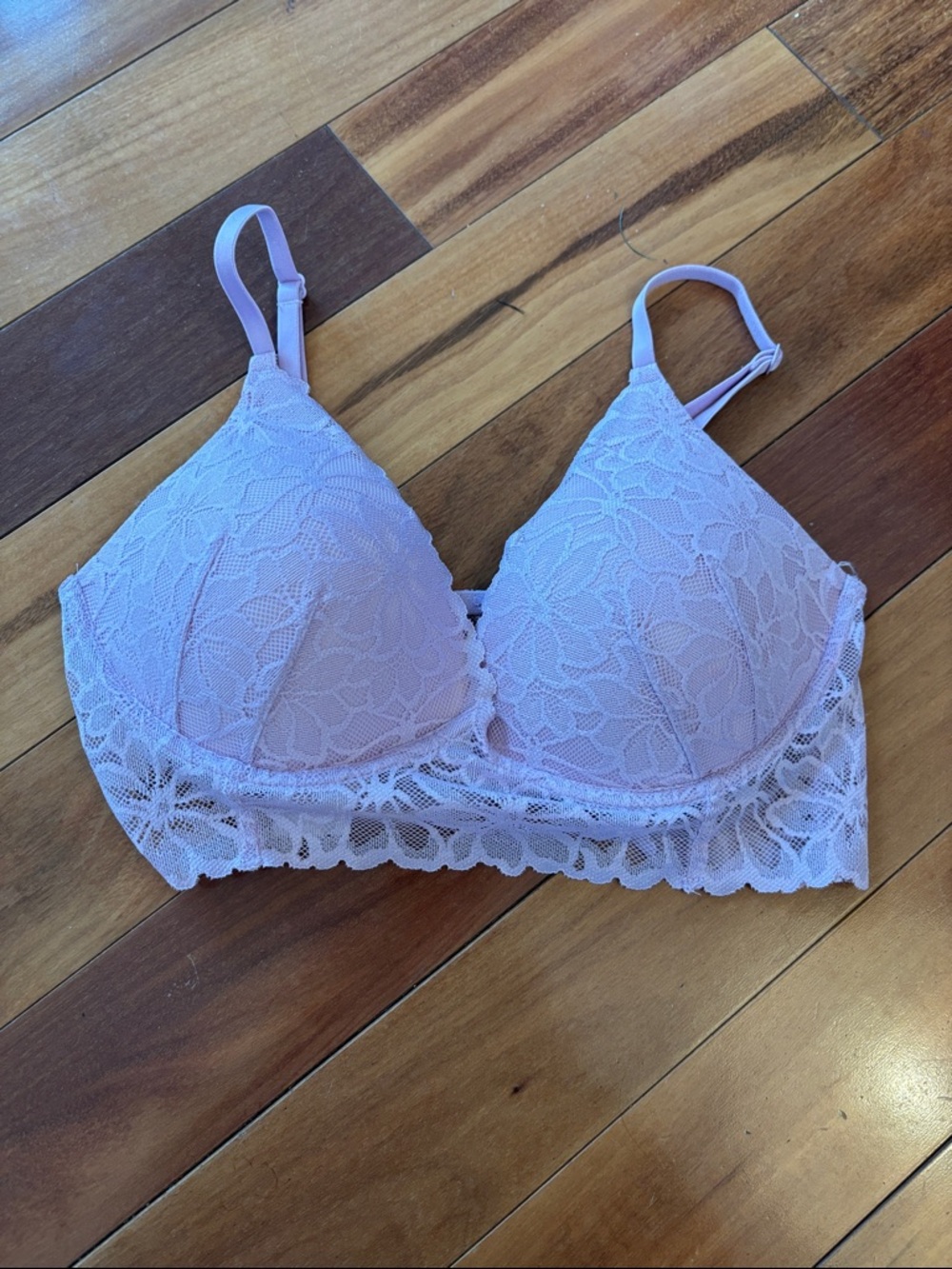 PINK Victoria's Secret Lace Longline Bralette in Light Lavender